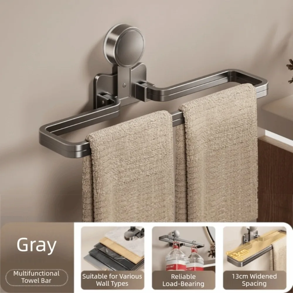 

Detachable Suction Cup Towel Pole Nail Free Installation Wall Mounted Bathroom Towel Rack Towel Hanger Single-rod