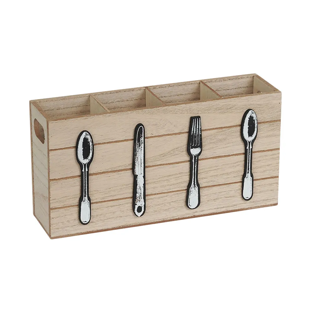 

Cutlery ganizer Holder Premium Wood Material Kitchenware Storage Box Spoons Chopstick Case Tidy Countertop