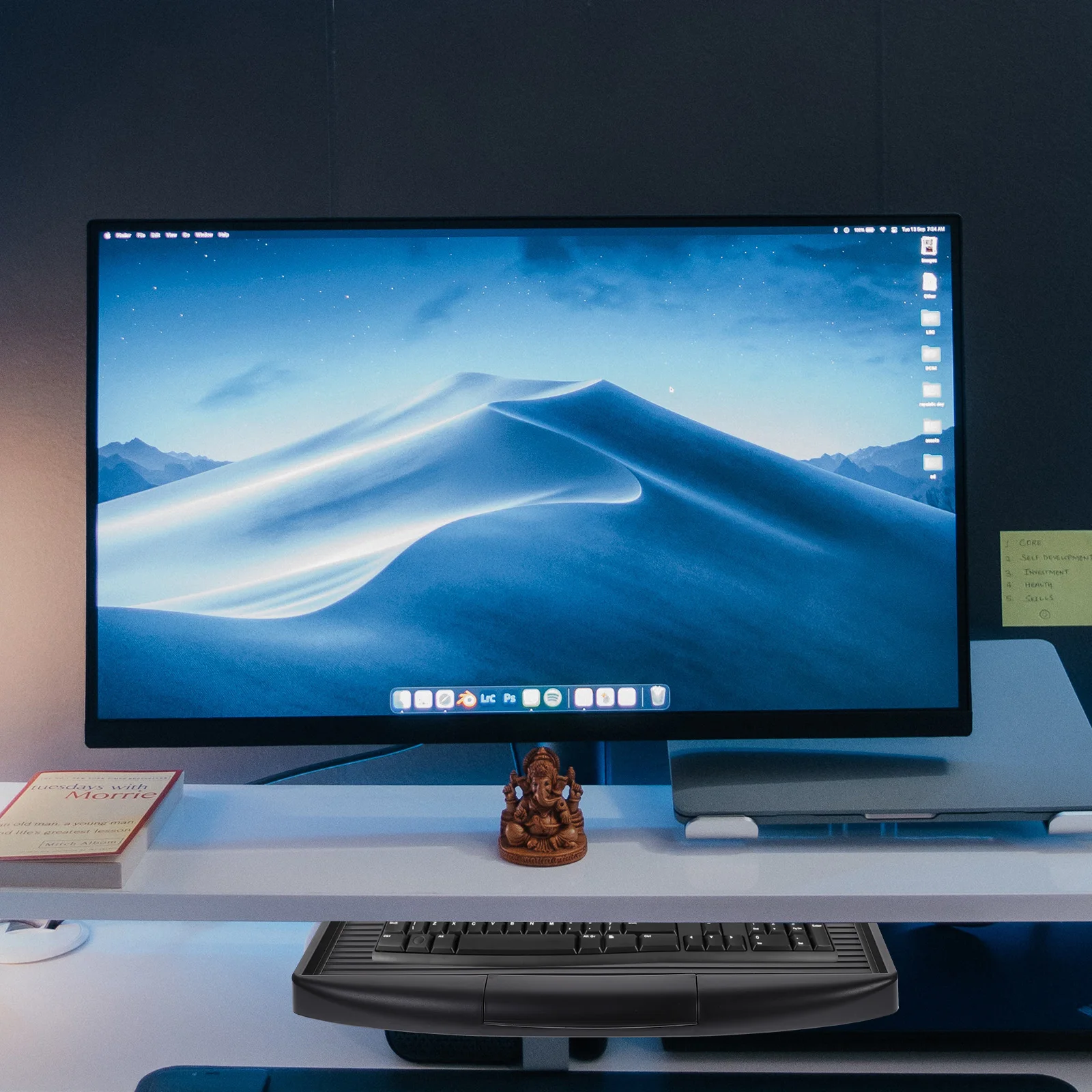 دعامة منزلق لعلبة لوحة المفاتيح المريحة للكتابة تحت المكتب، نظام تثبيت تخزين درج الكمبيوتر من مادة البولي بروبيلين