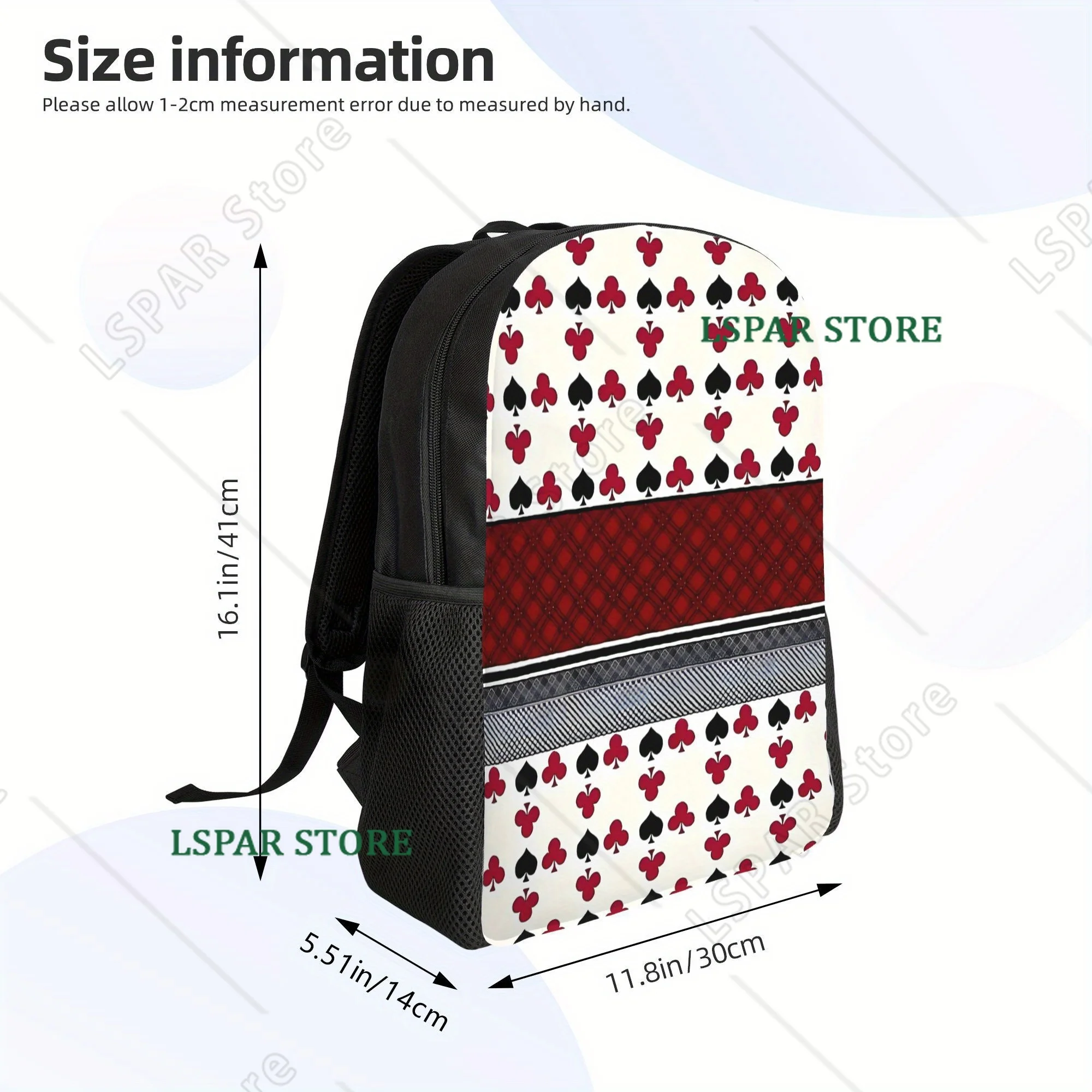 Playing Card  Backpacks Casual Print Student School Bag Travel Bags Laptop Daypack Adjustable Straps