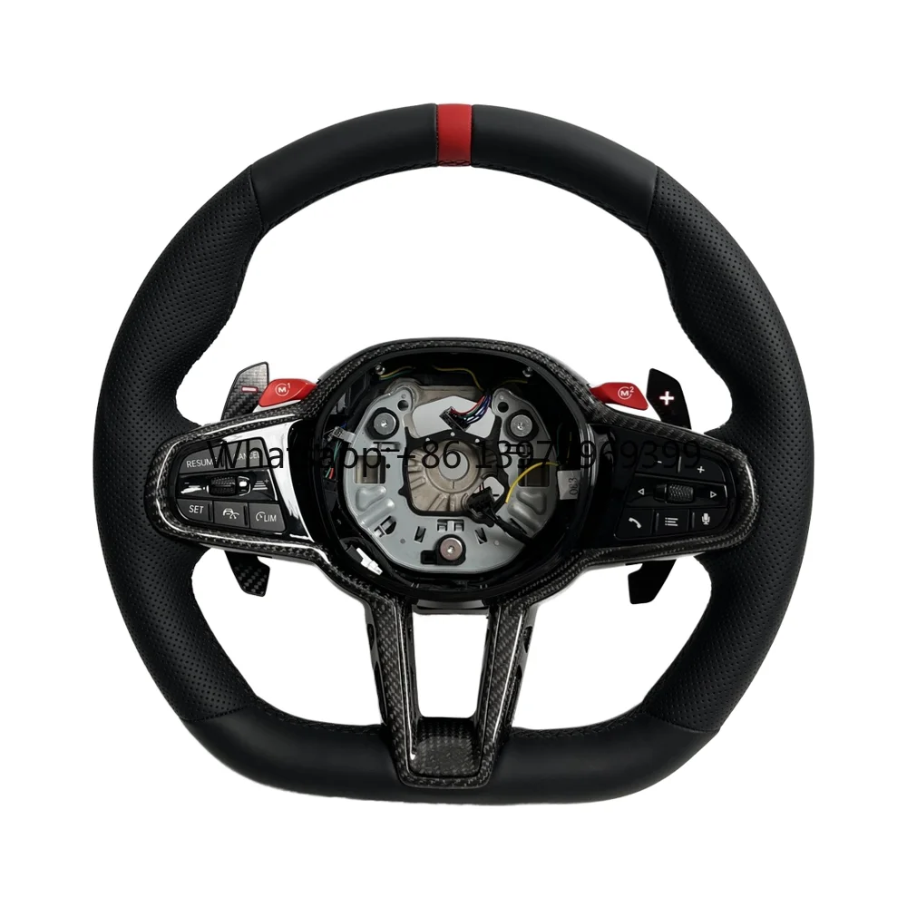 Carbon Fiber Leather Steering Wheel for BMW M2/M3/M4 X3 X5 G87 G80 G82 G20 G21 2020-2024, Sport Performance LCI Design