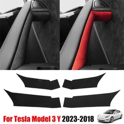 For Tesla Model 3 Y 2023-2018 Car Door Inner Handle Decorative Trim Sticker Alcantara Interior Protector Cover 2022 2021 2020