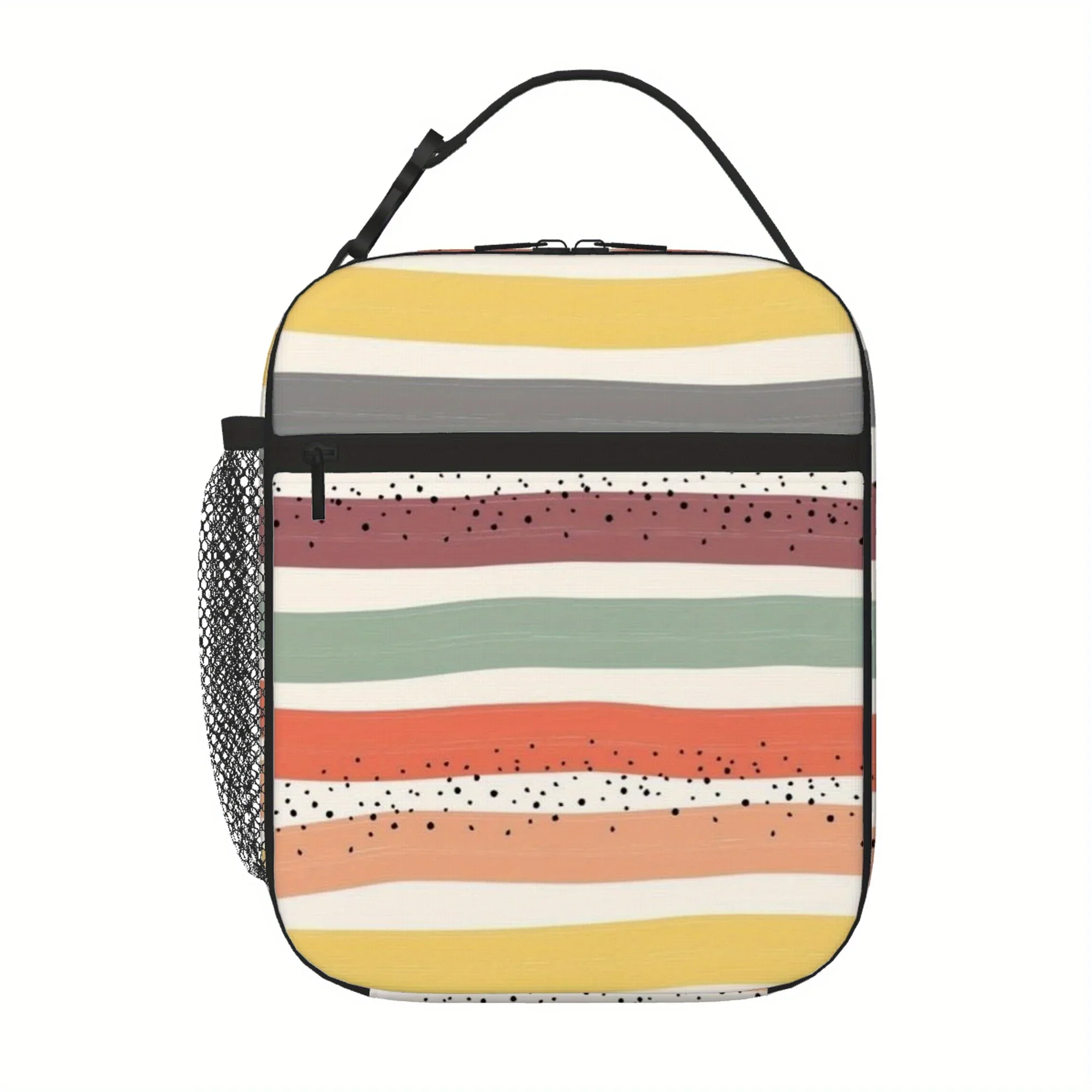 1pc, Printed Striped Pattern Thermal Insulation Bag, Not for Direct Food Contact, Suitable for Home, Restaurant, Office, Classro