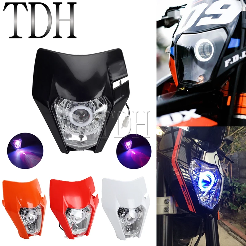 LED E8 Headlight Projector Mask For SMC XC-W EXC EXC-F Enduro FC FE TC TE TX FX 250 300 350 450 500 650 690 Front Running Light