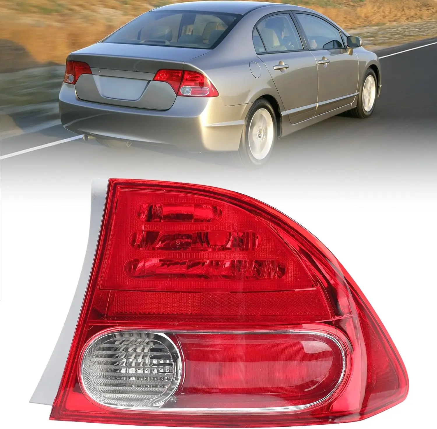

Tail Light Lens for 2006 2007 2008 Honda Civic 4-Door Sedan/Hybrid Passenger Side HO2801165 33501-SNA-A02 (Right)