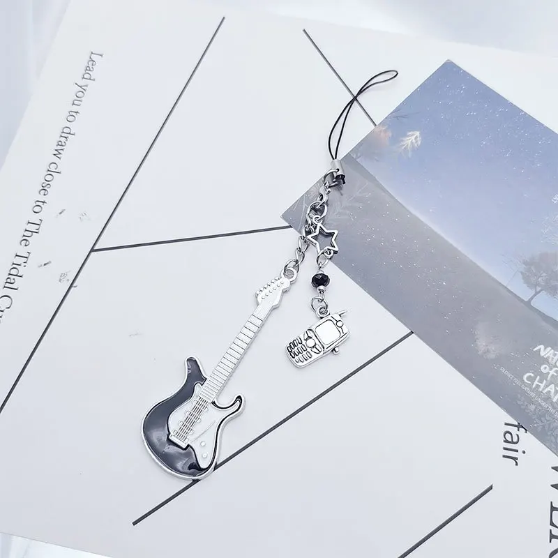 Guitar Star Keychain For Men Women Sweet Cool Trendy Pendant Charm Phone Chain Hangings Rock Punk Vintage Accessories Gift