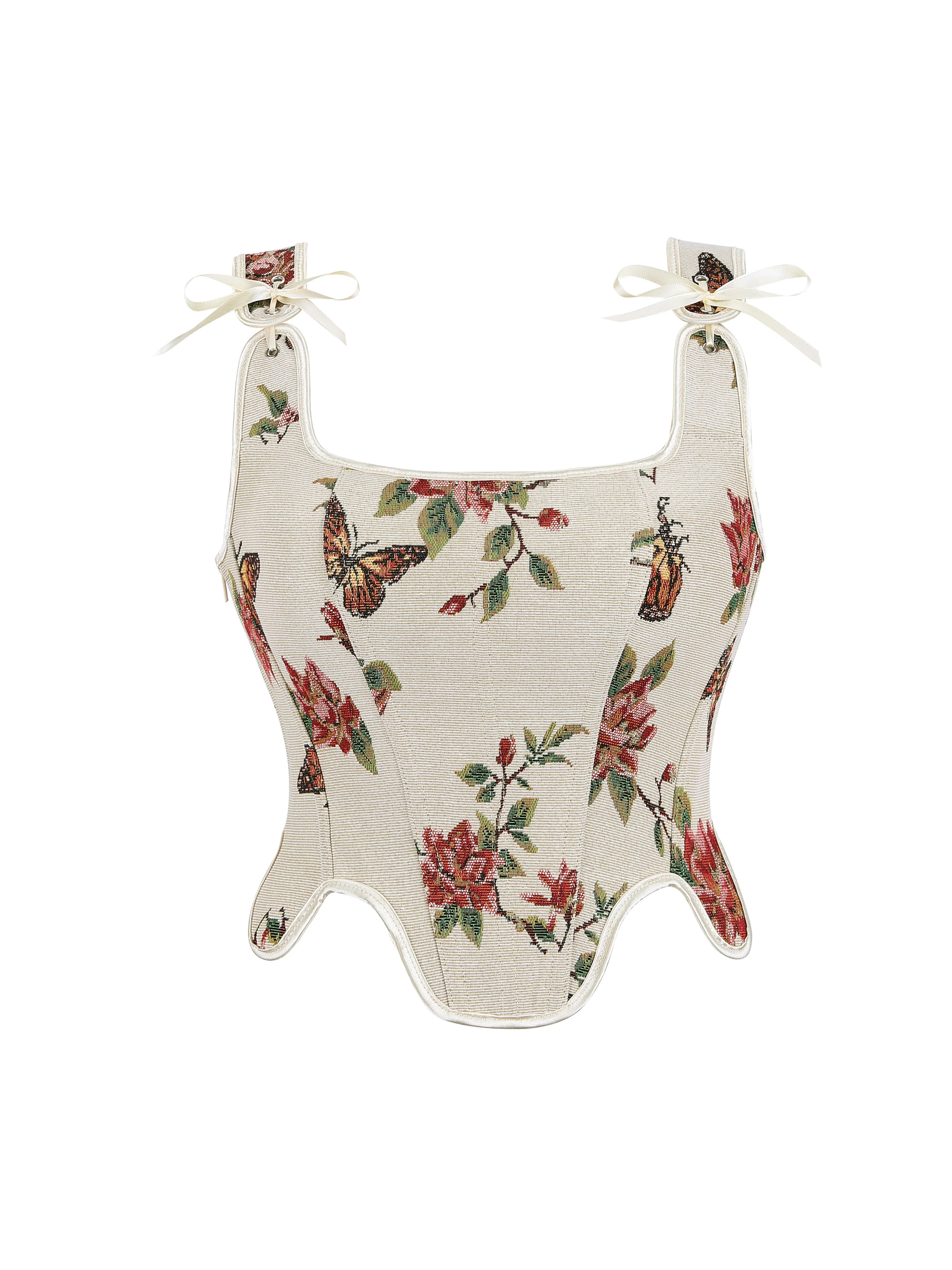 مشد فني مونيه فرنسي عتيق للسيدات، بلوزة بوستير من قماش الجاكار الزهري، ملابس داخلية مجوفة مربوطة لشد الخصر #1