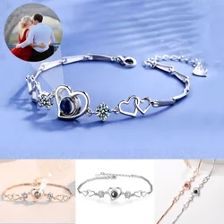 Personalized Photo Custom Jewelry A Variety Of Heart-Shaped Titanium Steel Projection Bracelets Commemorative Gifts For Women