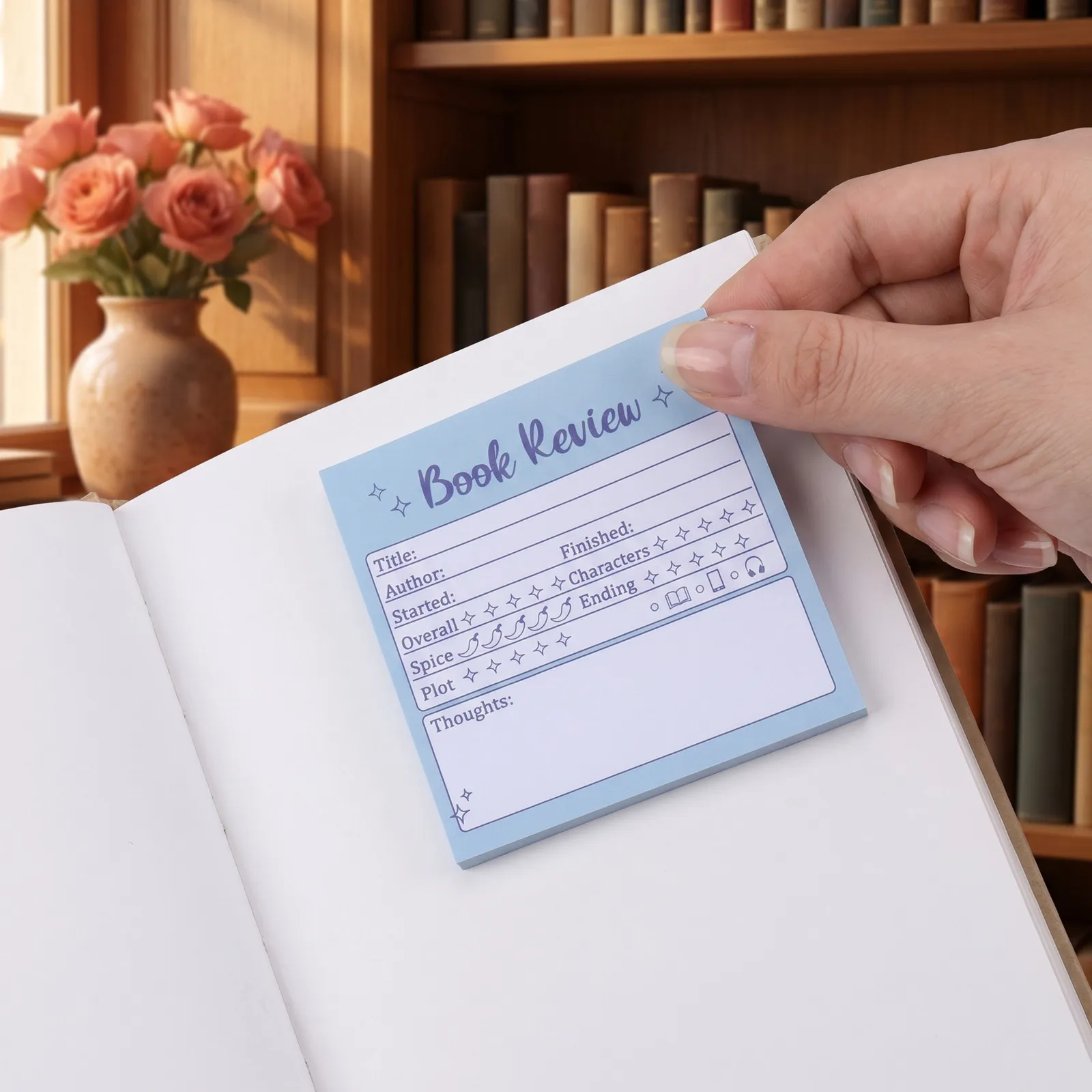 12Pcs Book Review Sticky Self-Adhesive Notepad Multi-Color Removable Reading Memo Pads Book Annotation Tabs for Novel Tracking