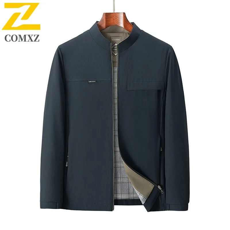 

COMXZ Мужская осенняя новая куртка для поездок на работу, офисная комфортная легкая ветровка, 2021, дизайн с воротником-стойкой, ветрозащитная верхняя одежда