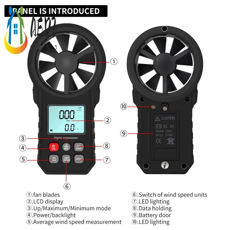 

AED2-MS6252A Handheld Anemometer Rotatable Air Flow Rechargeable Anemometer