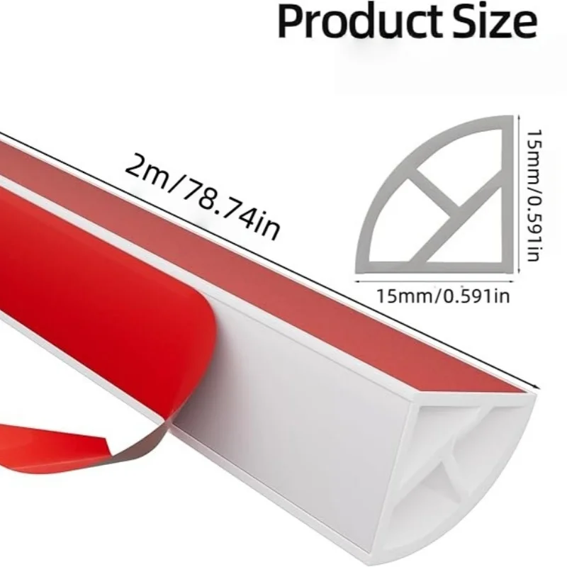 1PC 78.74inch Flexible Quarter Round Molding,Peel and Stick Quarter Round Shoe Molding,Caulk Strip for Wall Edge Floor Corner,