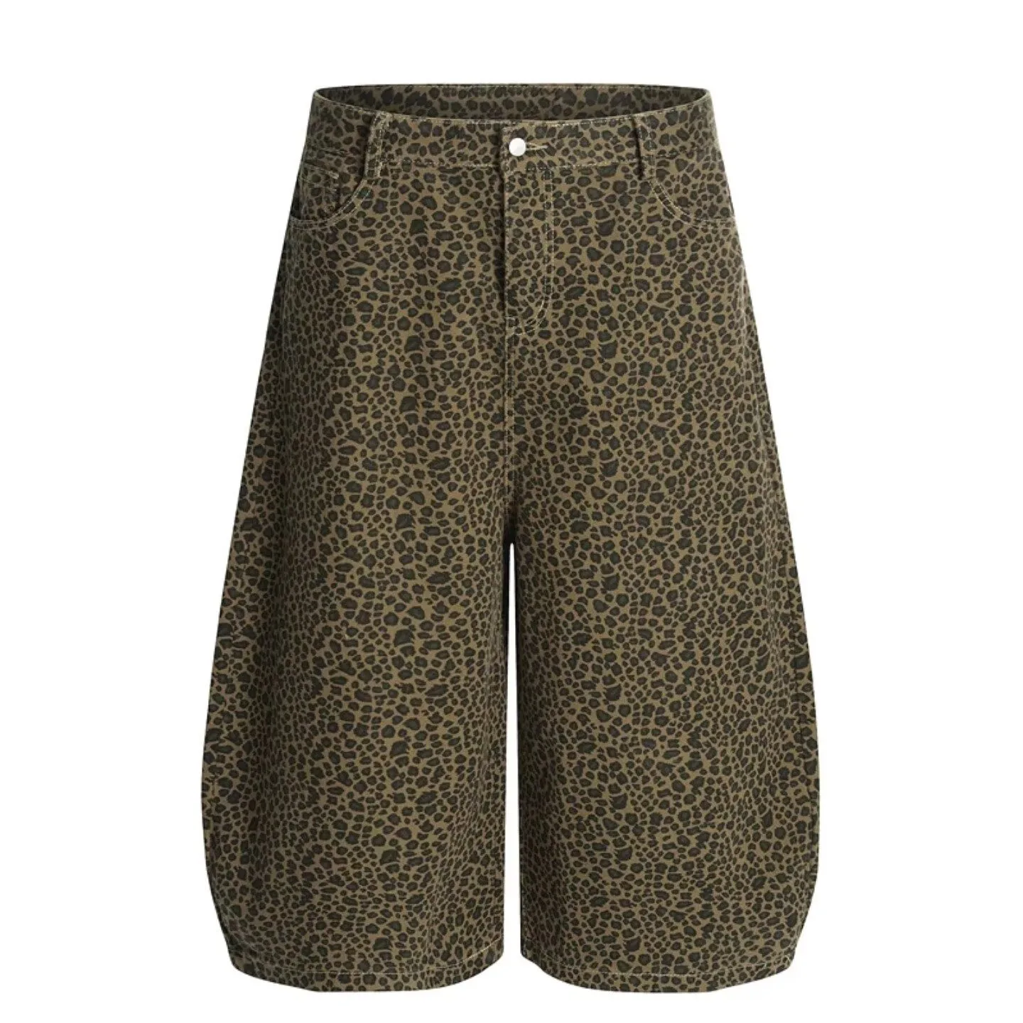 Mr. WH American Retro Leopard Letter Embroidery Jeans Men's Wide Leg Knife Pants Seven Pants Straight Leg Loose Fit Jeans