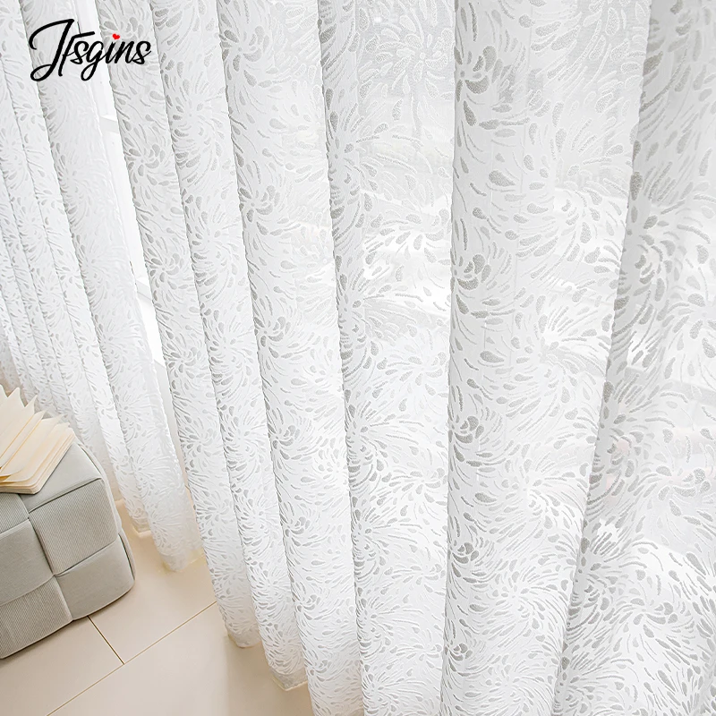 White Sheer Voile Curtains for Bedroom Living Room Blinds Tulle Curtain for Windows Balcony Ready-made Treatment Wedding Decor