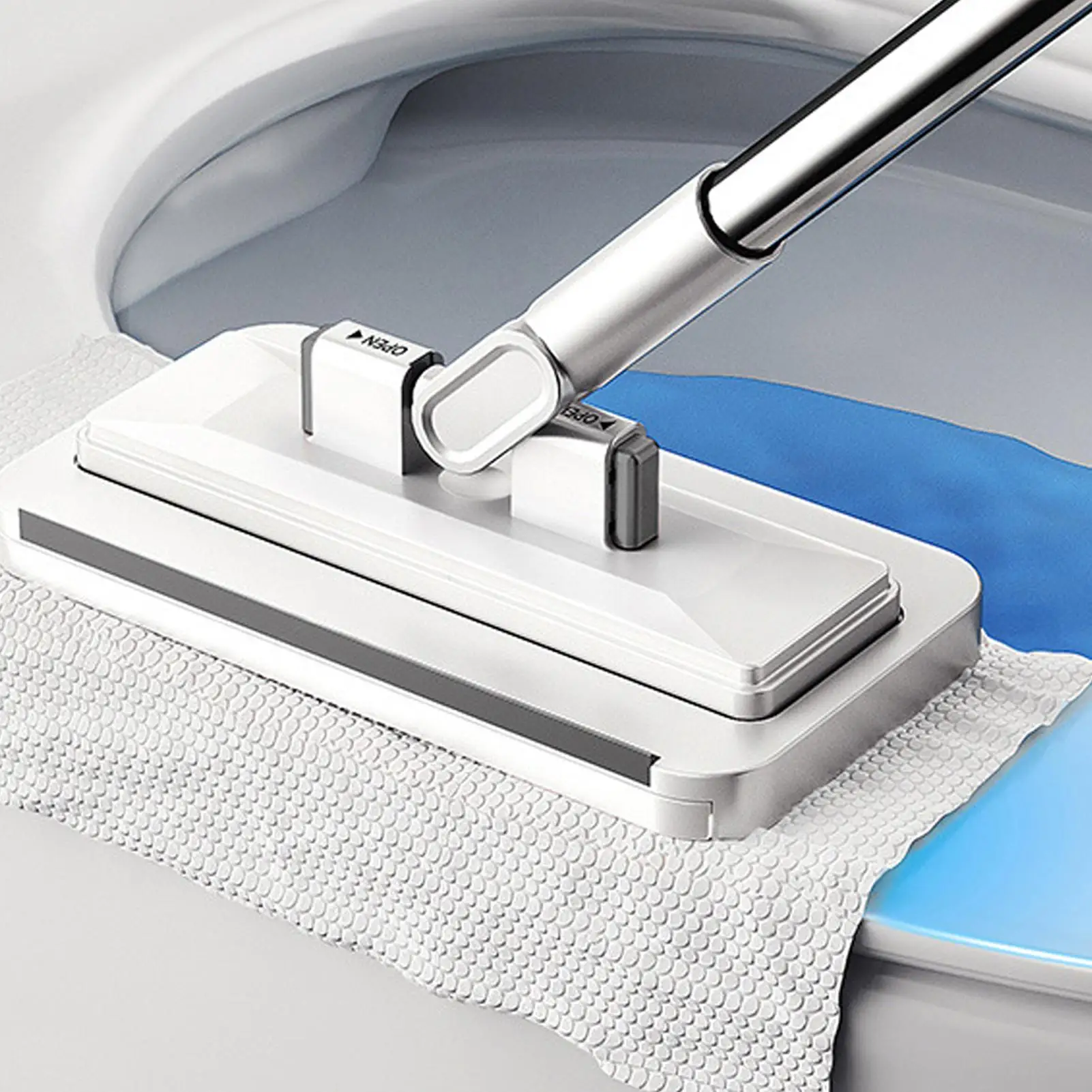 Hands-free Dust Cleaner Flat Mops with Locking Head & Sweeping Cloths Zero Touch Dust Mop for Windows & Multi-Surface Floors
