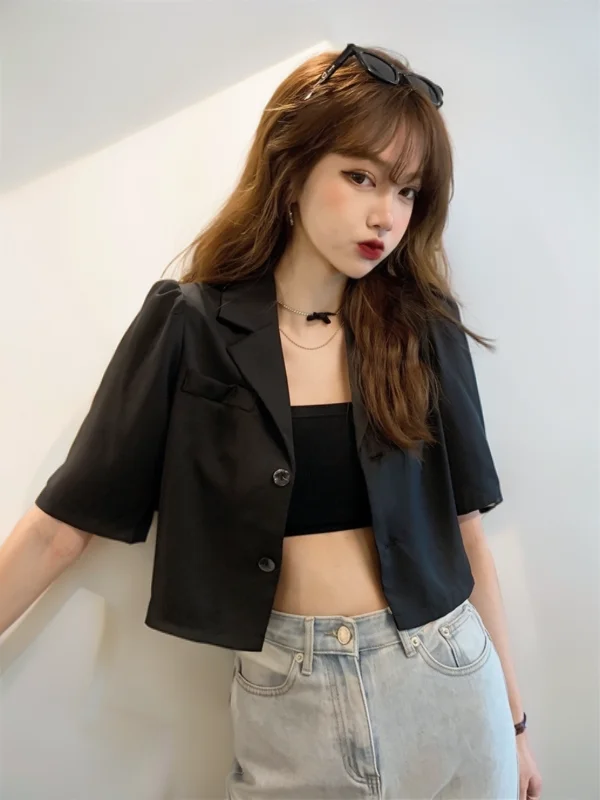 

Blazers Womans Elegant And Youthful Blazer Chenille Lady Medium Date British Top Roll Collar Stand Style Pleated Back Breathable