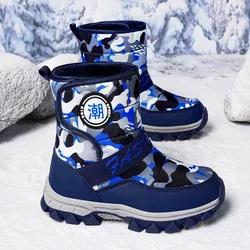 Hig top stivali da neve per bambini velluto e ispessimento scarpe Casual calde ragazze ragazzi stivali invernali antiscivolo scarpe in cotone resistente all'usura