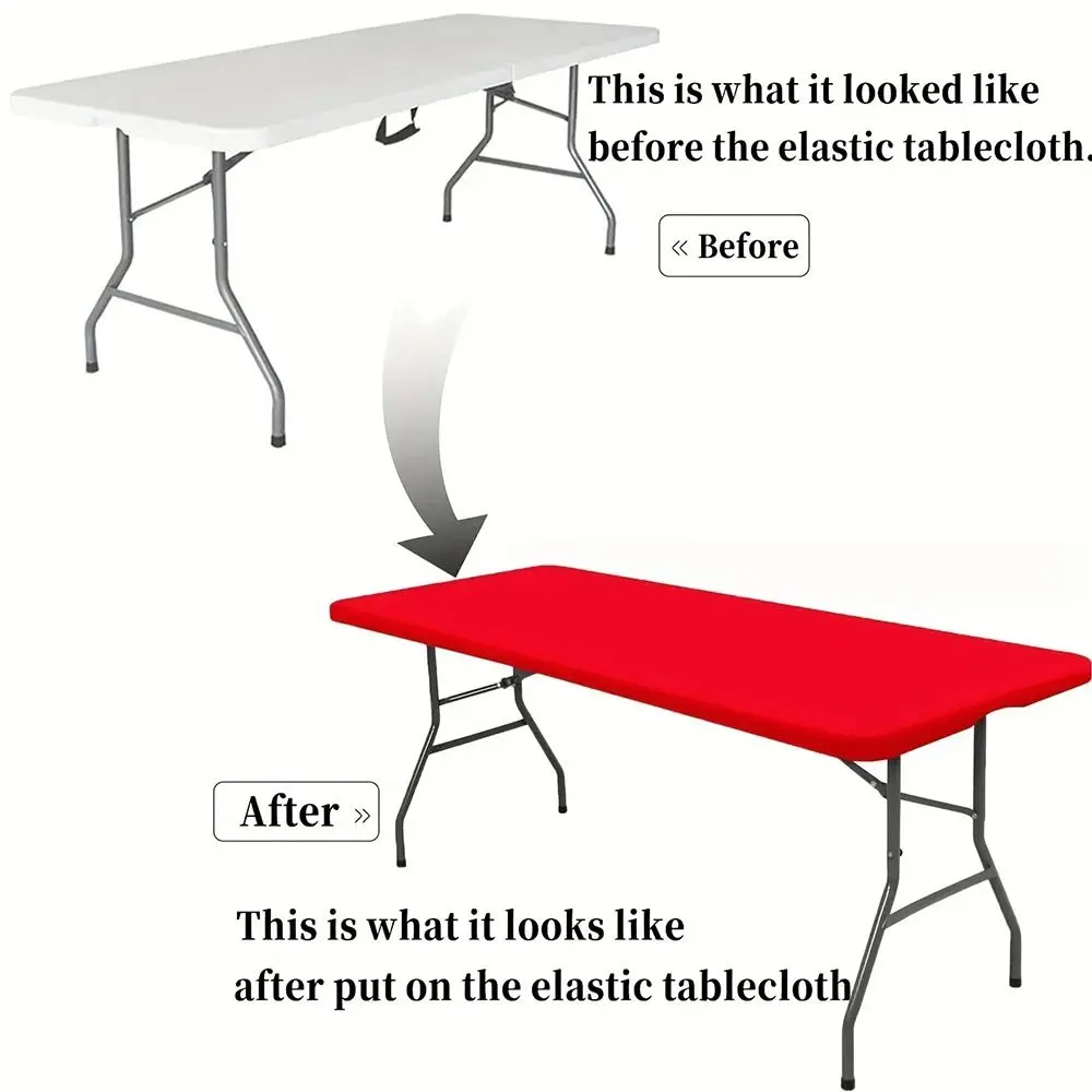 1Pcs Spandex Rectangular Tablecloth Elastic Fitted Stretch Table Cloth Universal 6FT Patio Table Cover