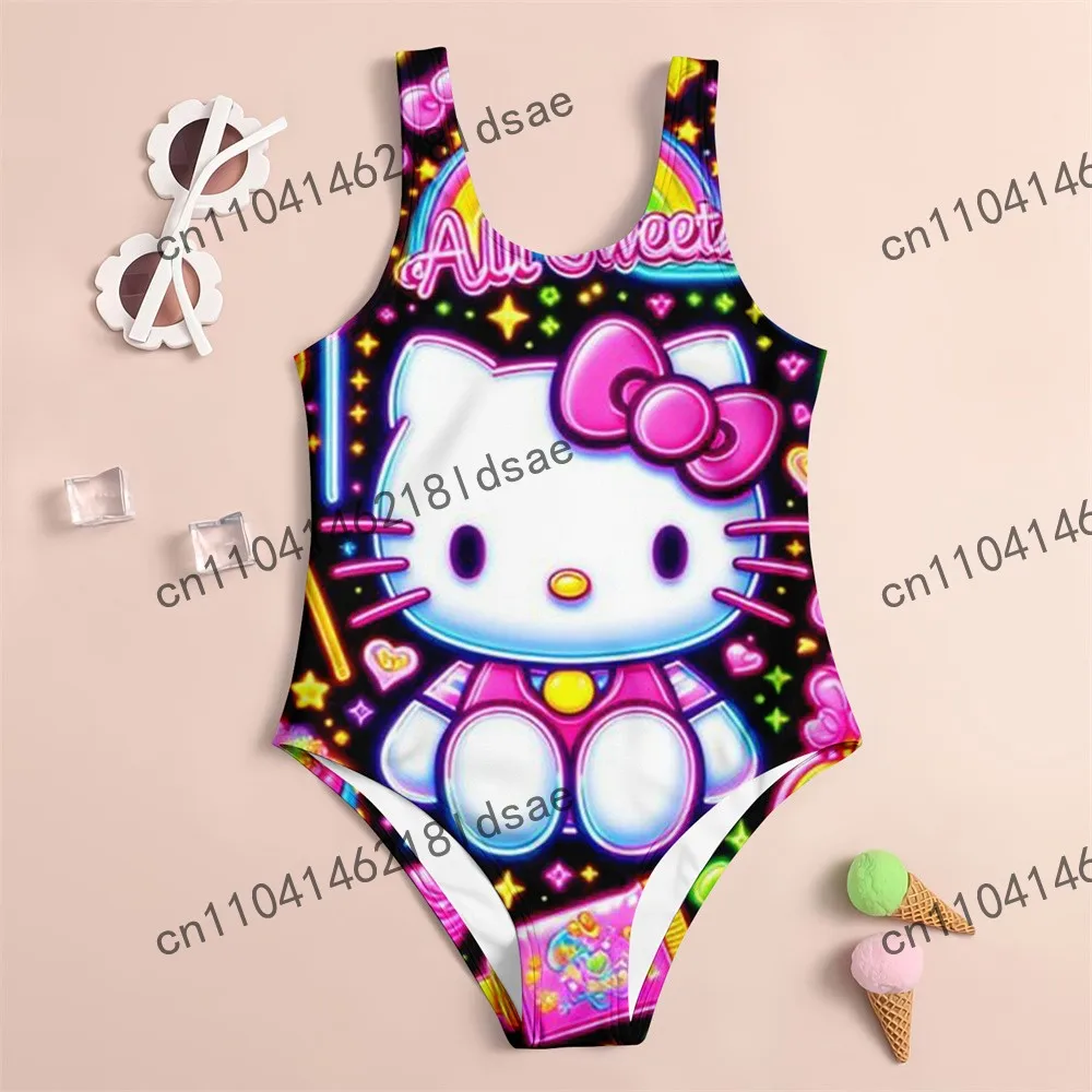 

Купальник с 3D принтом HelloKitty для пляжного спорта на открытом воздухе, полиэстер, быстросохнущая защита от ультрафиолета, праздничный мультфильм для взрослых и детей, женщин