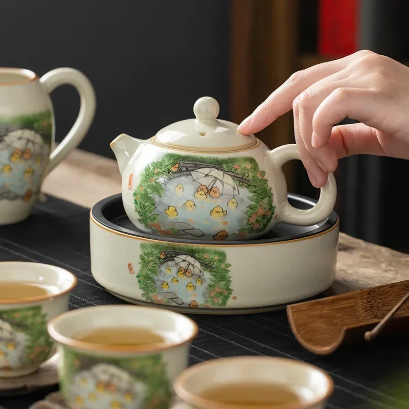 

180 мл Ru Kiln Little Yellow Duck Xishi Pot Кунг-фу Чайник Керамический домашний элитный чайник Одиночный горшок может поднять