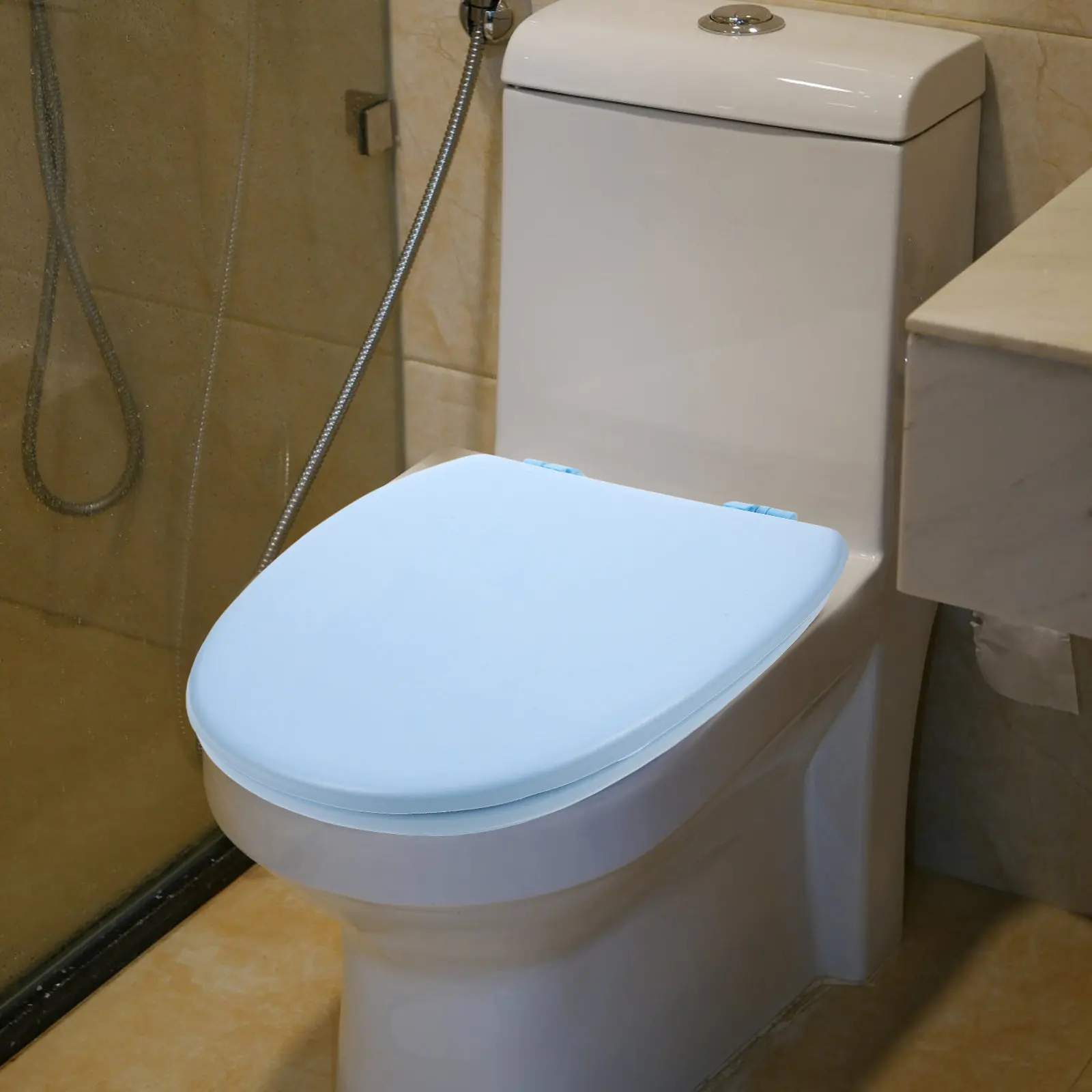 Foam Toilet Seat Soft Cushioned Thick Design Elongated Toilet Seat Replacement Part Bathroom Comfortable Support Cover Easy
