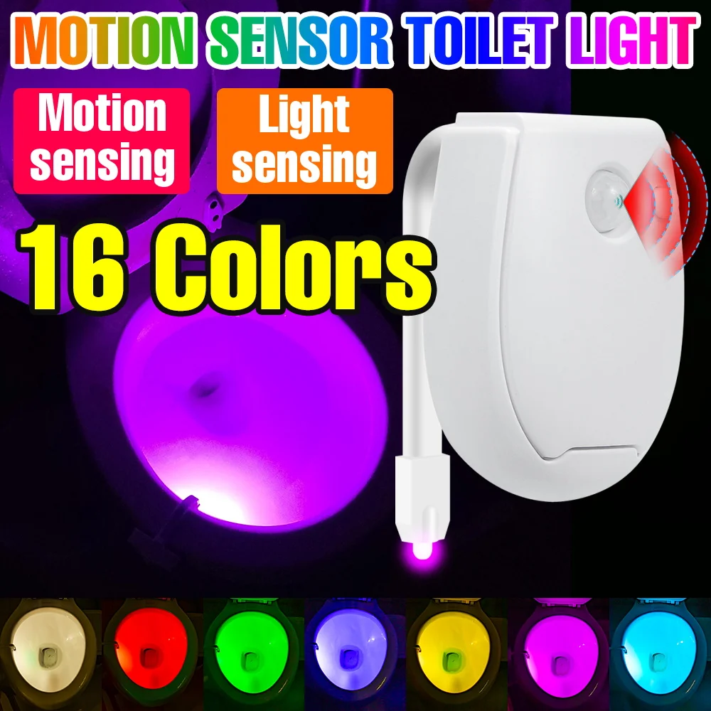 LED Toilet Lamp 7 Colors Toilet Bowl Seat Backlight PIR Motion Sensor 3 Modes Nightlight Waterproof Bathroom Atmosphere Lighting