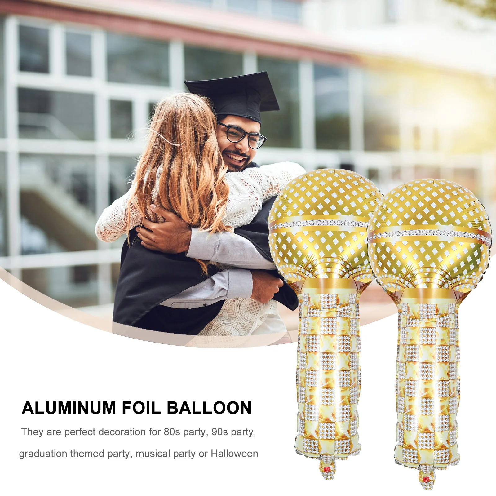 

3pcs Microphone Balloons Inflatable Aluminum Film 90S Party Decorations Disco Theme Halloween Graduation Props Retro Photo