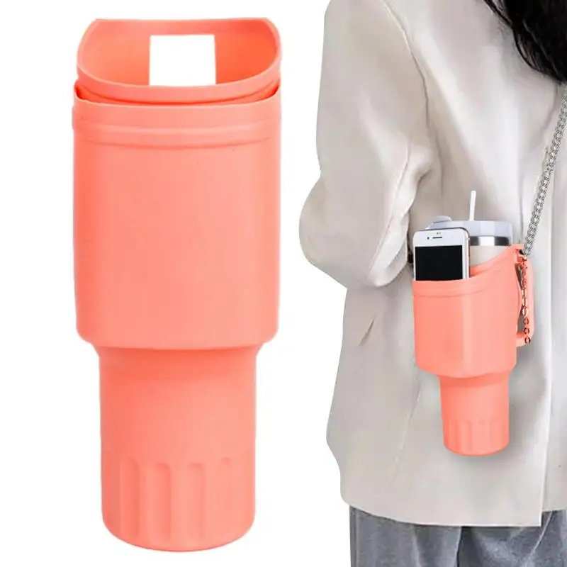 Water Bottle Sleeve Cup Full Boot With Phone Pocket Anti-Scratch Anti-Slip Cup Sleeve With Handle For Water Bottles