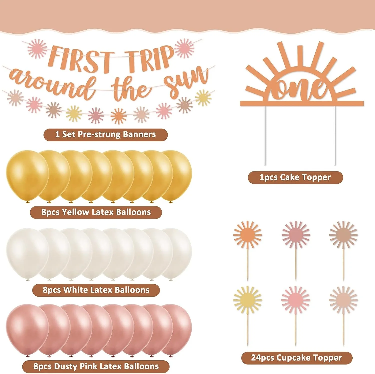 First Trip Around The Sun Birthday Decorations Boho Sun 1st Birthday Banner You Are My Sunshine Party Muted Girl Birthday Party