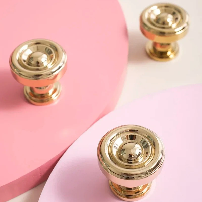High End Cabinet Handle French Light Luxury Kitchen Cabinet Door Handle Wardrobe Door Drawer Handle Golden Circular Knob