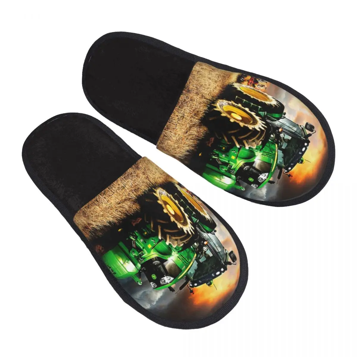 Custom Tractor Soft Memory Foam House Slippers Women Cozy Warm Anti-skid Sole Slipper