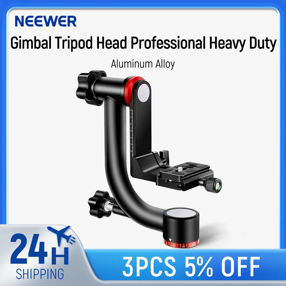 

Neewer GM101 Professional Heavy Duty Aluminum Alloy Gimbal Tripod Head with Quick Release Plate, 360 Degree Panoramic Shooting