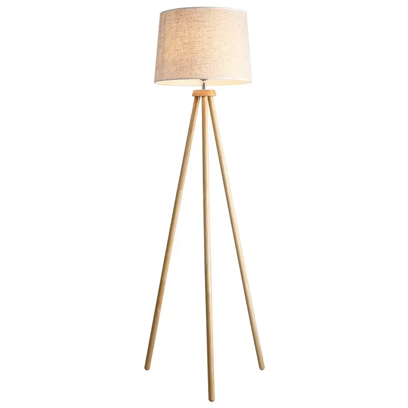 Modern Japanese Simple Wood Fabric Nordic Living Bedroom Hotel Apartment Sofa side Reading Room Decoration Floor Lamp