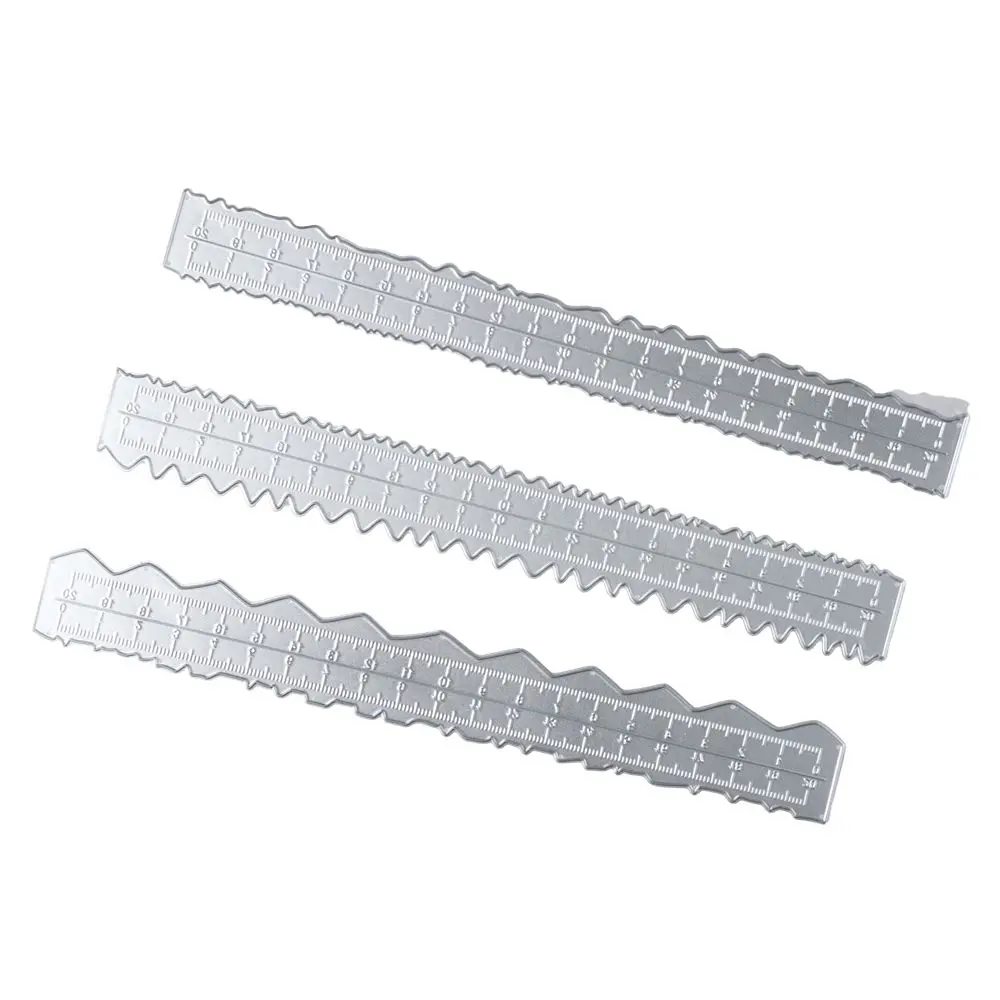 3 Stück 8,7 Zoll Metall-Lineal mit unregelmäßigen Kanten, Lackkanten-Lineal, Papier-Risslineal für die Kartenherstellung, Schule, Büro, Heimwerker-Werkzeuge