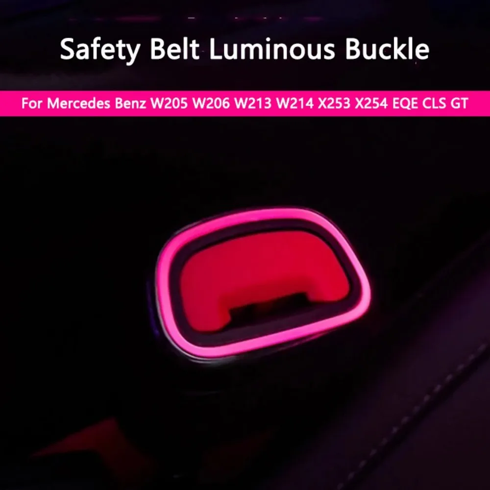 W214 Safety Buckle Seat Belt 64 Color LED Ambient Light for Mercedes Benz W205 W213  W206 X254 EQE CLS GT GLC Decorative Lamp