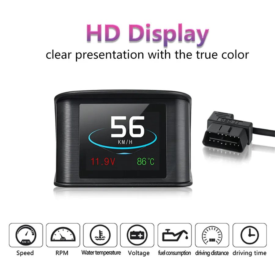 

HUD OBD2 Computer Car Speed Projector Digital Speedometer Display Fuel Consumption Temperature Gauge Diagnostic Tool