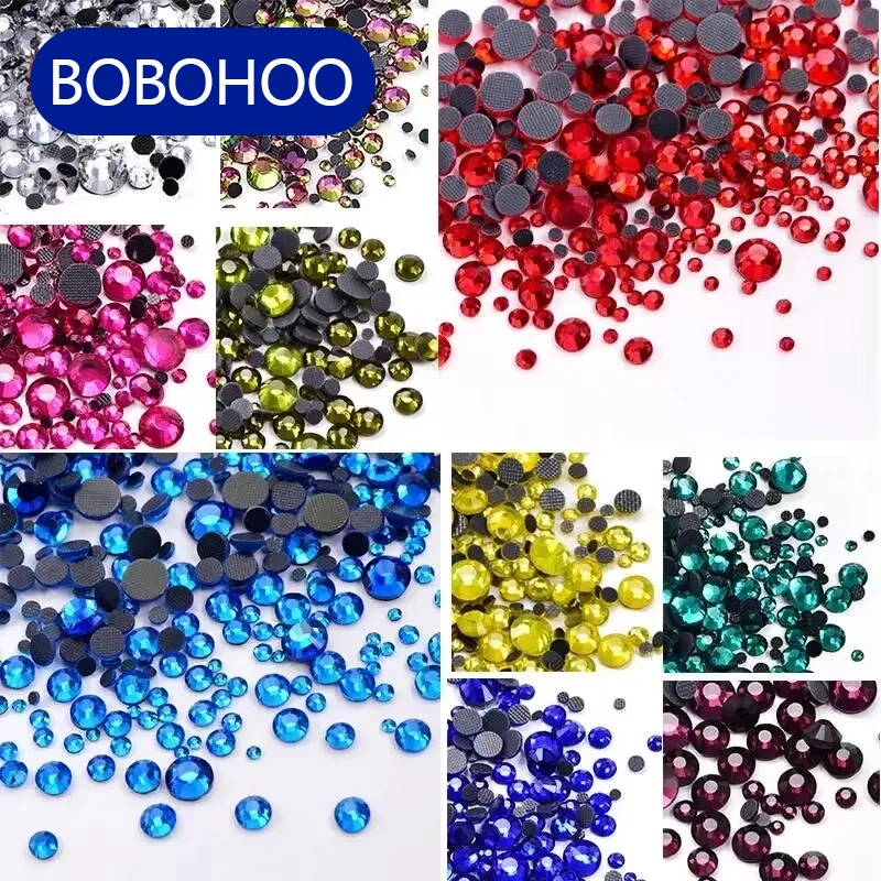 Bobohoo DMC SS6-SS30 piedras de cristal HotFix Diamante de imitación brillo cristal Strass hierro en diamantes de imitación para ropa vestido