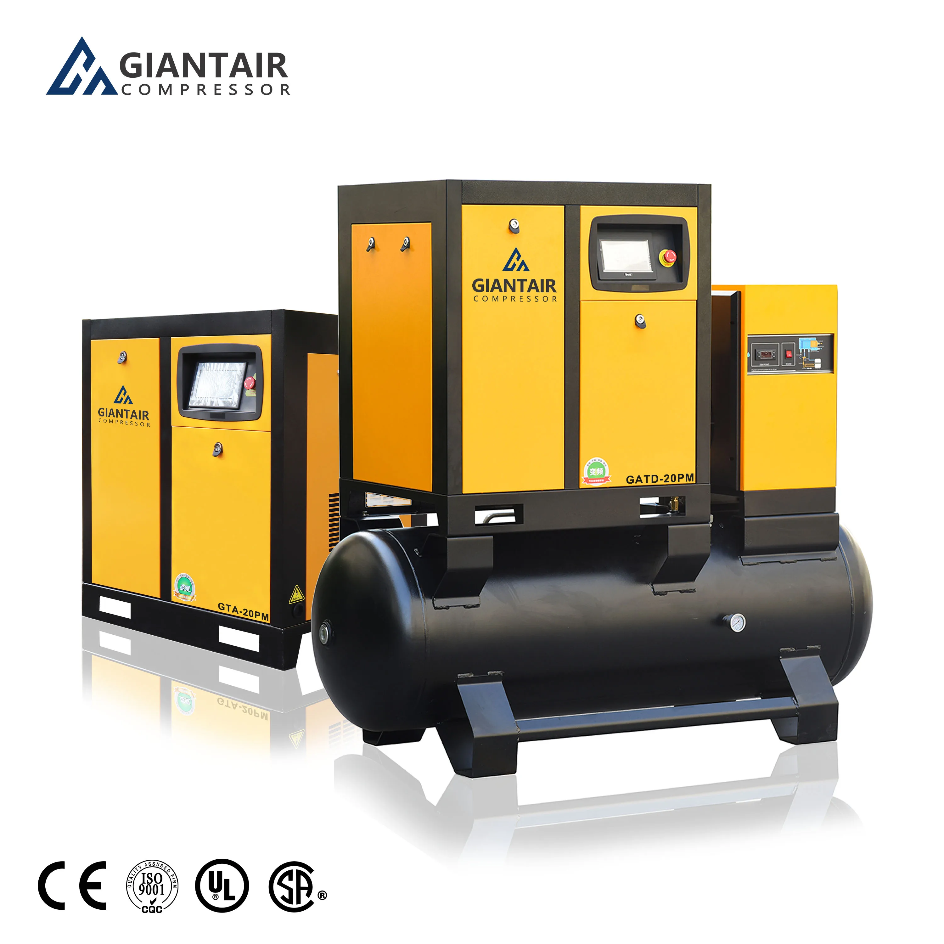 

Giantair Energy Saving 7.5kw 11kw 15hp All In One Silent 15kw Industrial Screw Air Compressor For Air System With Air Dryer Tank