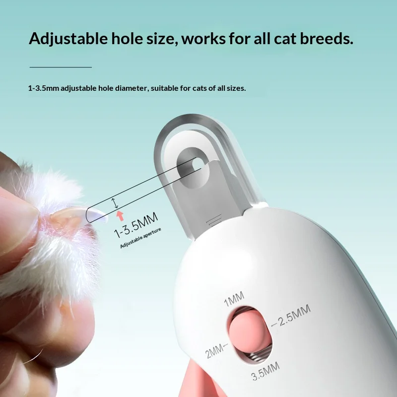 Push‑Pull Pet Nail Clipper Adjustable Round Hole Blind Cut Cat Nail Cutter Safe Avoid Cutting Quick Bloodline for Kitten Puppy