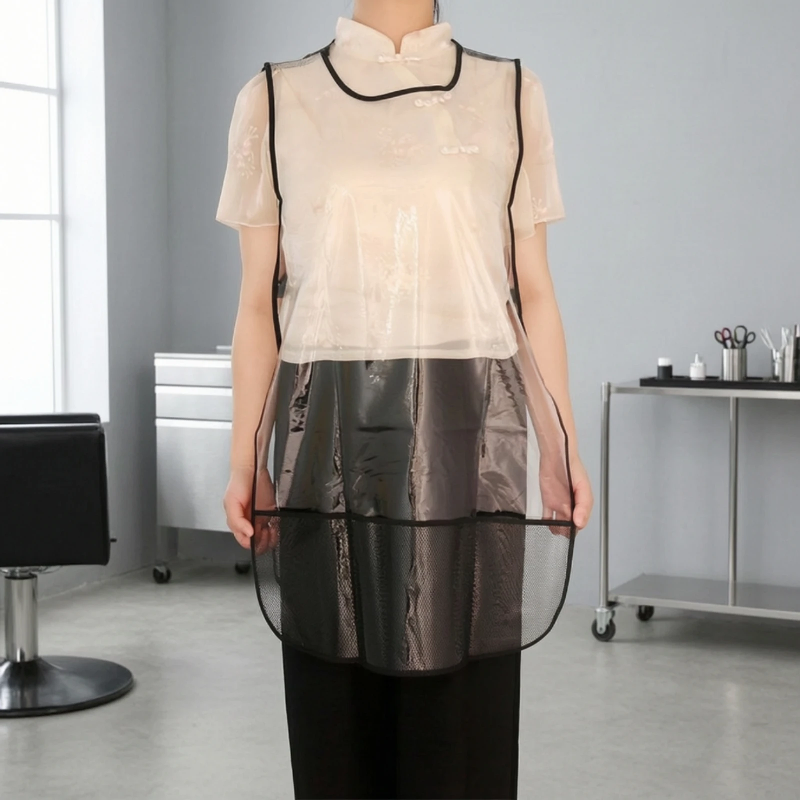 Mesh Salon Apron Breathable Work Vest Apron Transparent Work Vest Lightweight Sleeveless for Hairstylists, Barbershop