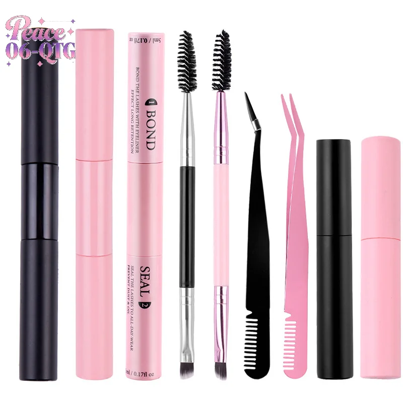 Eyelash Bond And Seal For Diy Lash Clusters Long Lasting Lash Glue Hold Waterproof Mascara Wand Double-Ended False Eyelash Glue