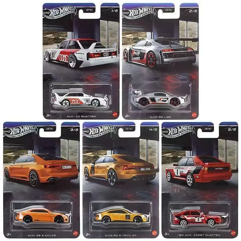 Nuevo Set de Autos de la Serie Silver de Hot Wheels, Grt01 Audi, Audi 90, Audi R8, Audi Sport Edition, Audi E-Tron Gt, Modelo de Auto Metálico, Regalo Coleccionable de Metal Fundido a Presión