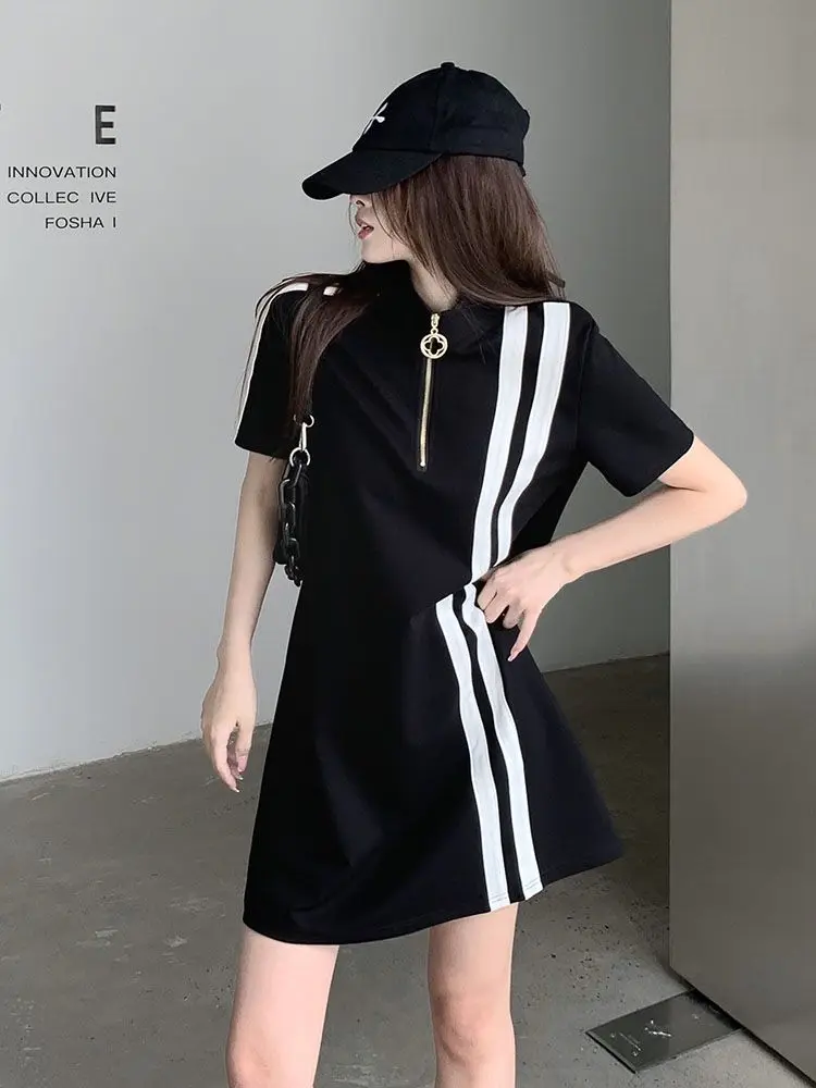 Summer Dresses For Women Pullovers Short Sleeve Dress Outerwear Vintage Oversized Sweatshirt Retro Y2k Skirts Ladies Dresses