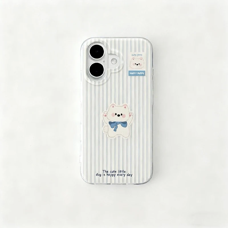 Новый модный креативный чехол для телефона INS в полоску Happy Puppy Y2k для iPhone 17, Pro Max Air 16 Pro 15 14 13 12 11 Pro Max Plus Cover