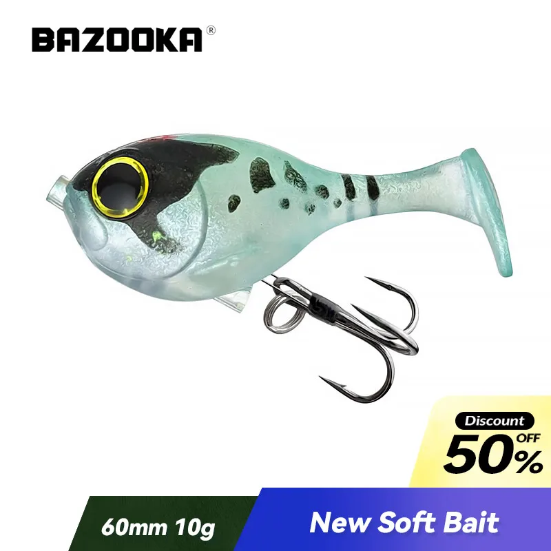 10g Sinking PVC Bazooka Hook Wobblers Artificial Plstic T-tail Jump Fish Swimbait for Shad Bass Pike Fishing Lure  Soft Bait