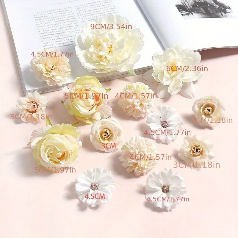 Mixed Rose Artificial Flowers Silk Fake Flowers Heads for Room Home Decor Wedding Decoration DIY Craft Garland Gifts Accessories