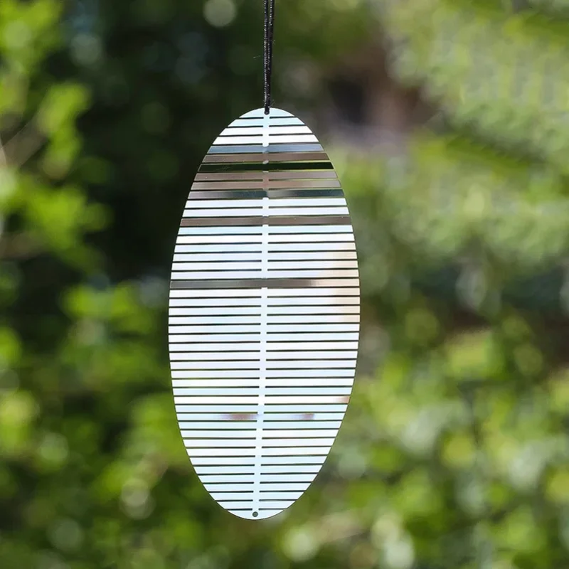 Flip Spiral Wind Spinner 3D Fishbone Whirligig Wind Chimes Catcher Outdoor Garden Hanging Decor Mirror Reflective Bird Deterrent