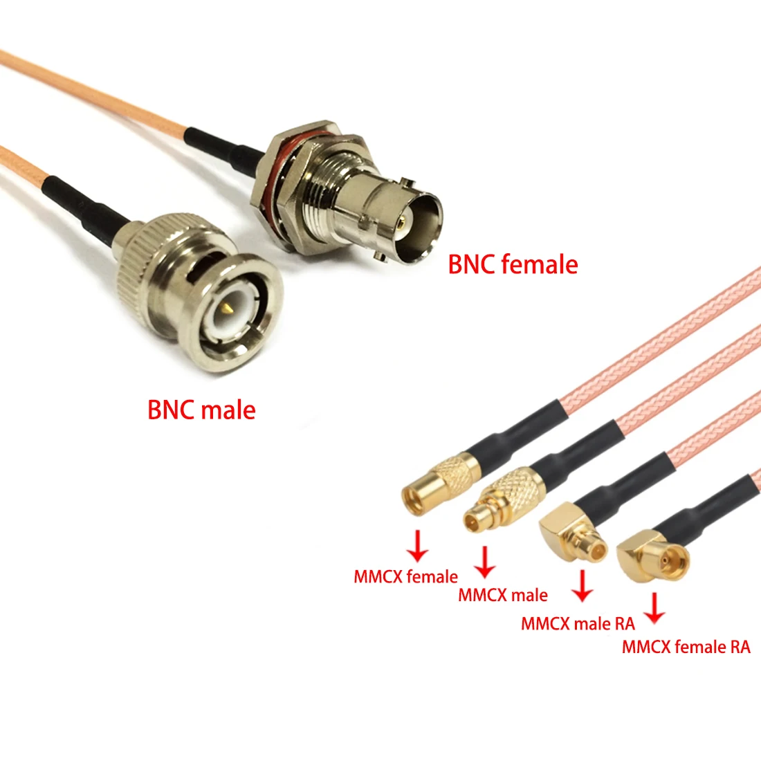 MMCX Male Female Connector to BNC Plug Jack Bulkhead Pigtail Cable RG316 15cm/30cm/50cm/100cm Wholesale