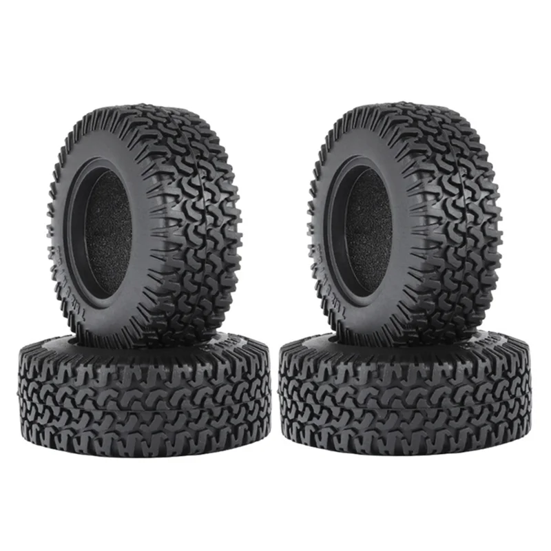 4PCS 76mm 1.55 Metal Beadlock Wheel Rims Tires Set for 1/10 RC Crawler Car Axial Yeti Jr RC4WD D90,Titanium Black Edge