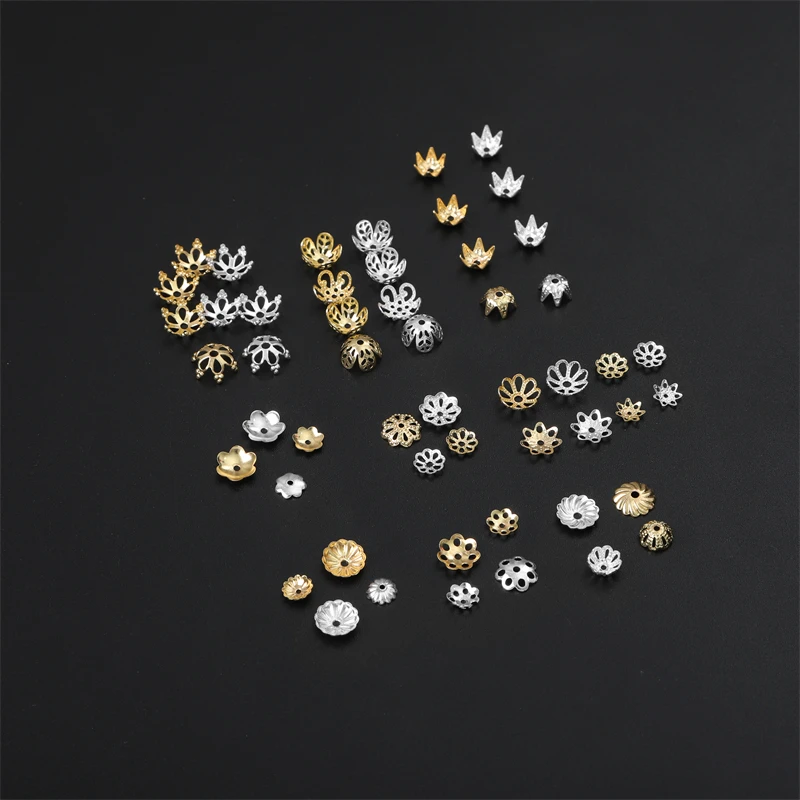 New 10pcs 6-8mm Copper Flower Torus Shape Bead Caps Jewelry Findings Spacer Beads for DIY Jewelry Making Charm Earring Bracelet